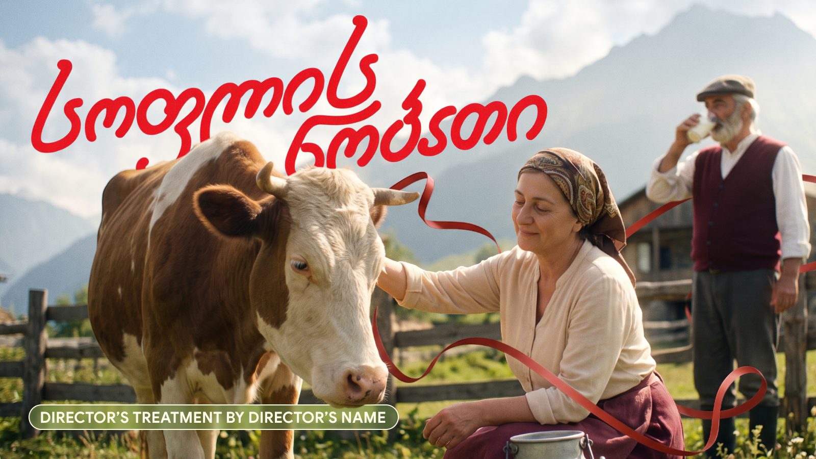 Soflis Nobati treatment cover: a woman stroking a cow in a mountain village